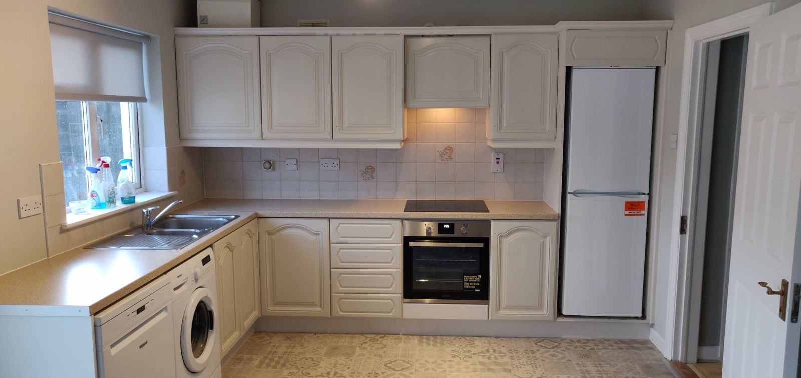 Finished kitchen with under-cabinet light on