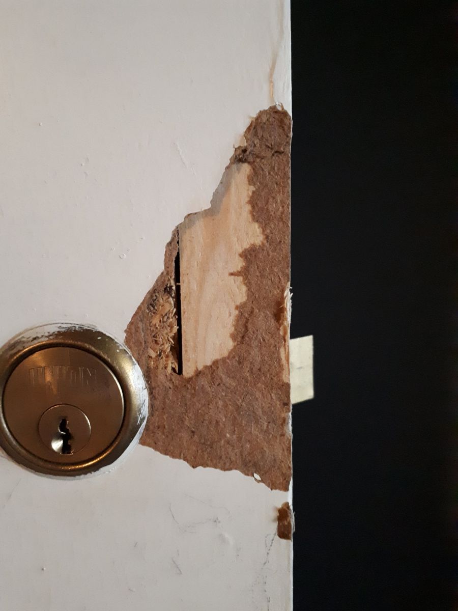 Door split around the lock